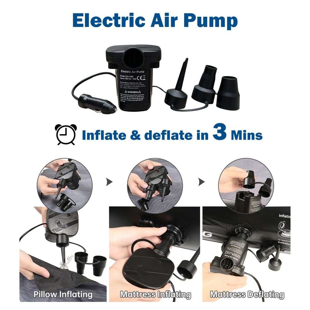 Dikasun Black SUV Air Mattress with Electric Pump and Charging Cable