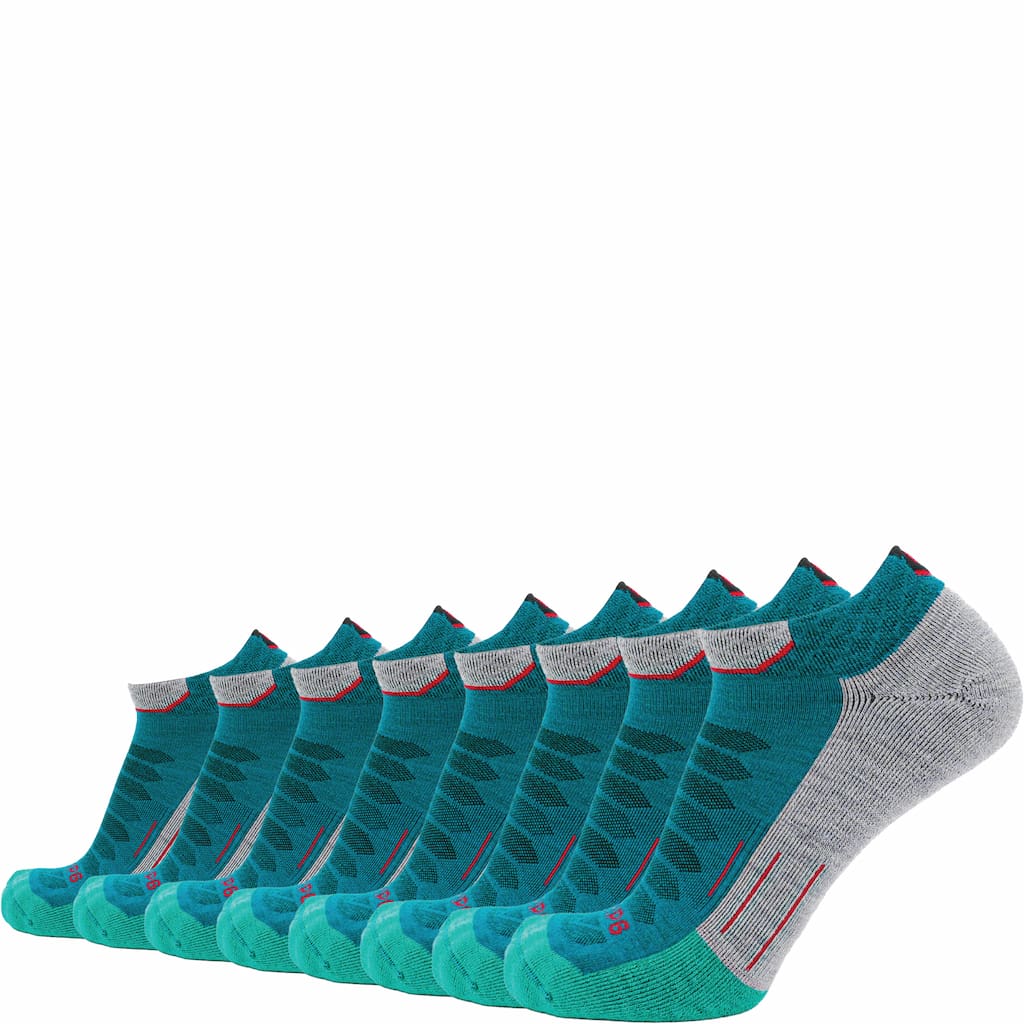 GRIP6 8 Pack Merino Wool Ankle Running Socks Midweight Green USA Made