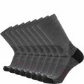 GRIP6 8 Pack Merino Wool Crew Hiking Socks Midweight Cushion Gray USA Made