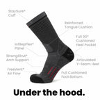 GRIP6 3 Pack Merino Wool Crew Hiking Socks Midweight Cushion Gray USA Made