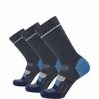 GRIP6 Merino Wool Crew Hiking Sock Lightweight Blue USA Made Lifetime Warranty