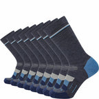 GRIP6 Merino Wool Crew Hiking Sock Lightweight Blue USA Made Lifetime Warranty