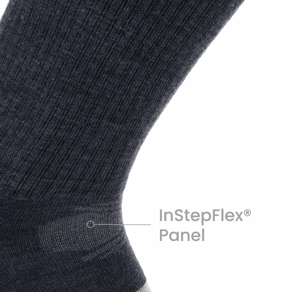 GRIP6 8 Pack Merino Wool Crew Hiking Socks Lightweight Cushion Blue USA Made