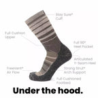 GRIP6 Merino Wool Crew Hiking Sock Heavyweight Moisture Wicking Tan USA Made