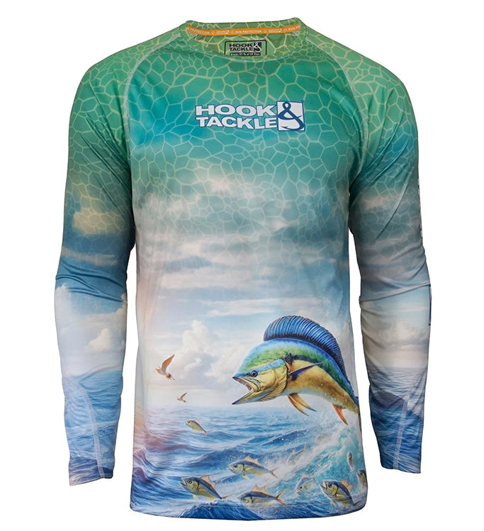 Hook & Tackle Bull Dolphin Long Sleeve UPF Moisture-Wicking Fishing Shirt