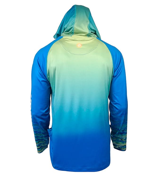 Hook & Tackle Mahi Camo UPF Fishing Hoodie Built-In Gaiter