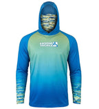 Hook & Tackle Mahi Camo UPF Fishing Hoodie Built-In Gaiter