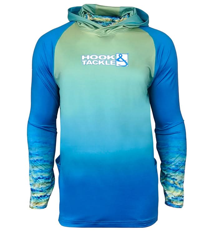 Hook & Tackle Mahi Camo UPF Fishing Hoodie Built-In Gaiter