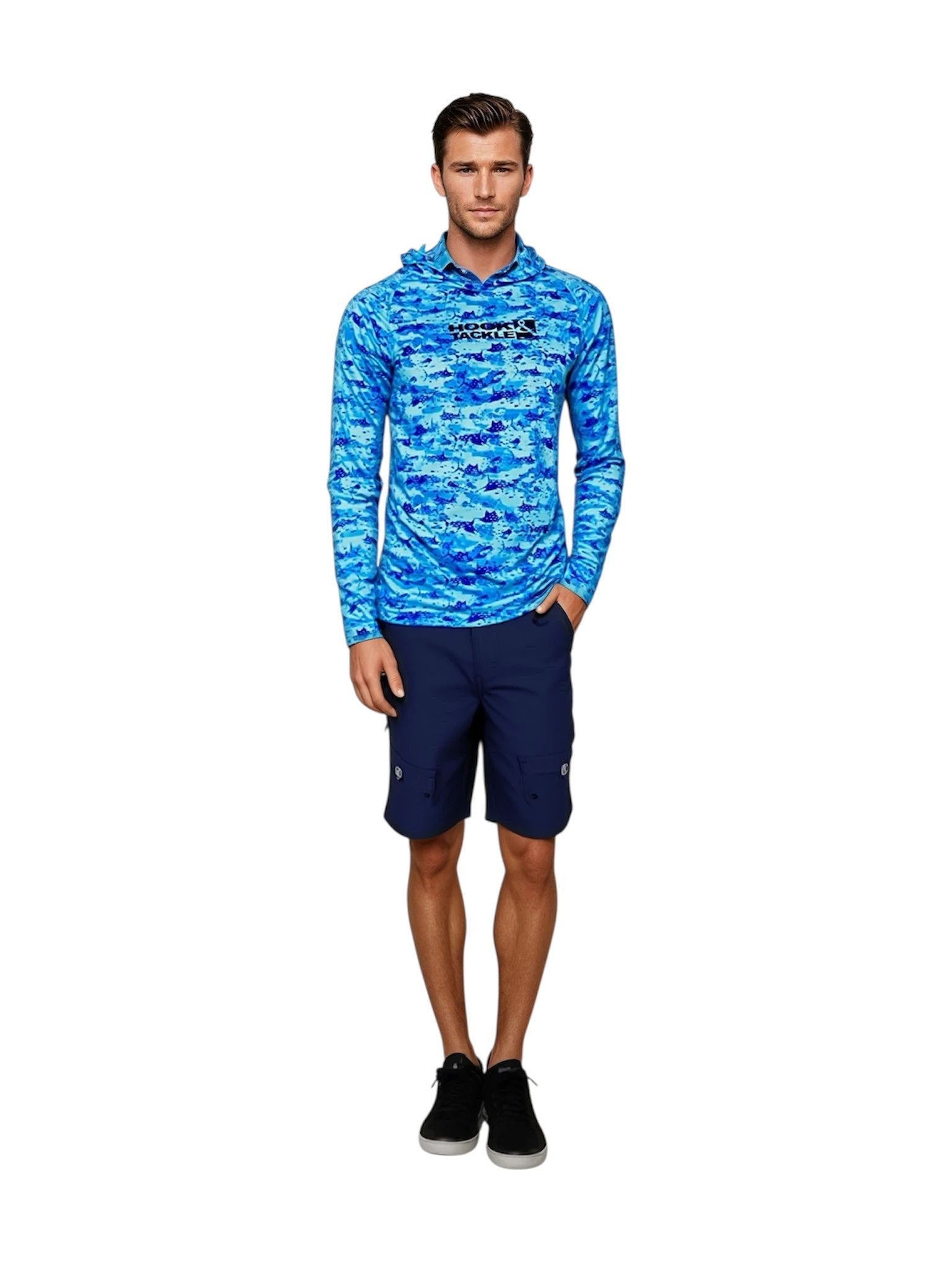 Hook & Tackle Billfish Camo UPF Hoodie Moisture-Wicking Sun Protection Fishing