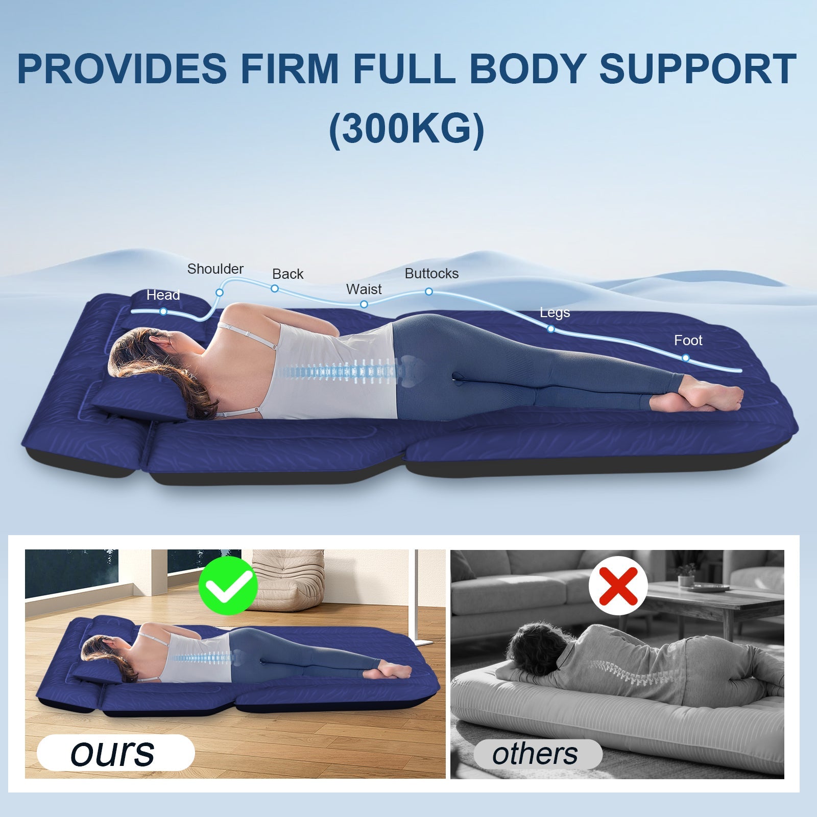 Dikasun Universal SUV Air Mattress Navy PVC Flocking Electric Pump