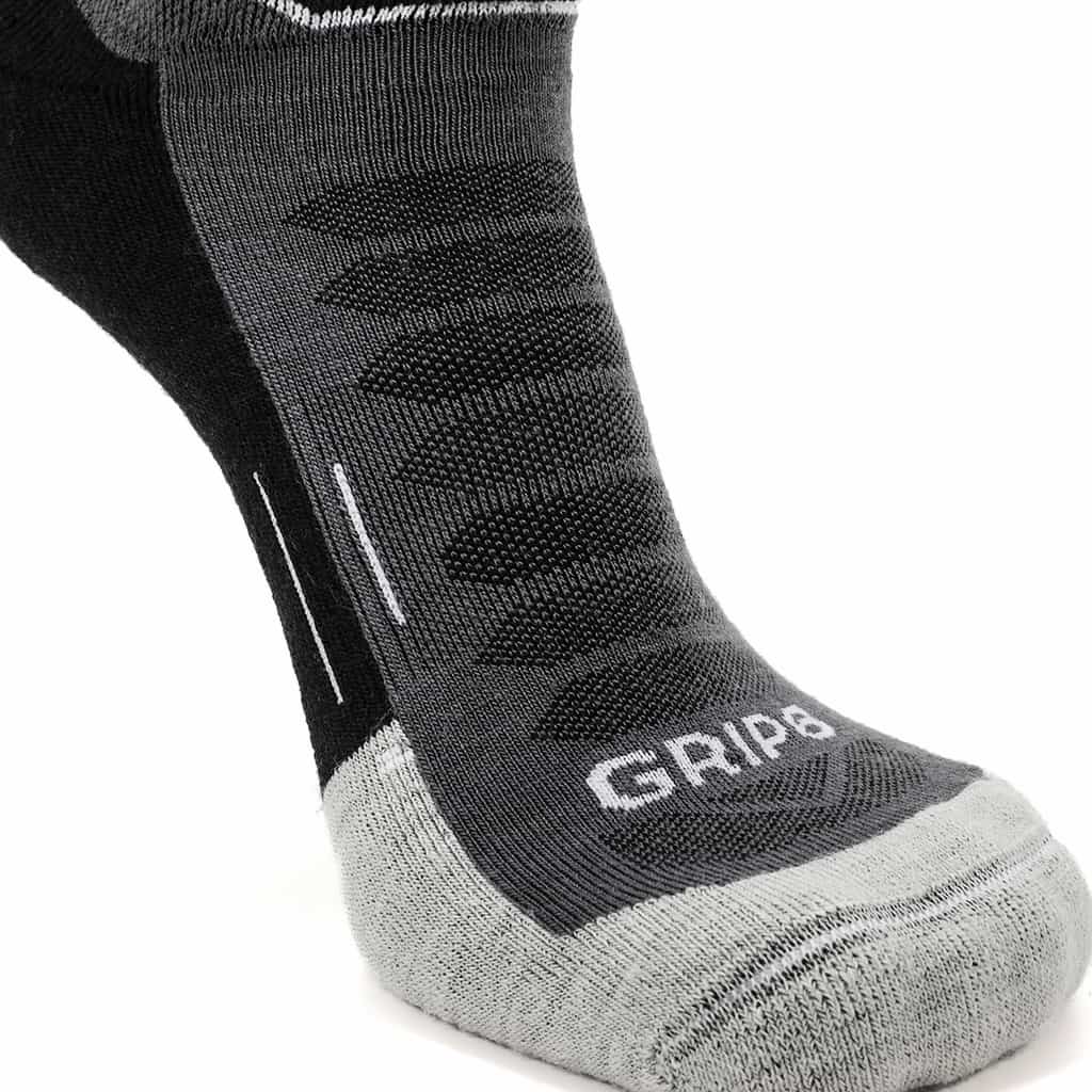 GRIP6 8 Pack Merino Wool Ankle Running Socks Midweight Black USA Made