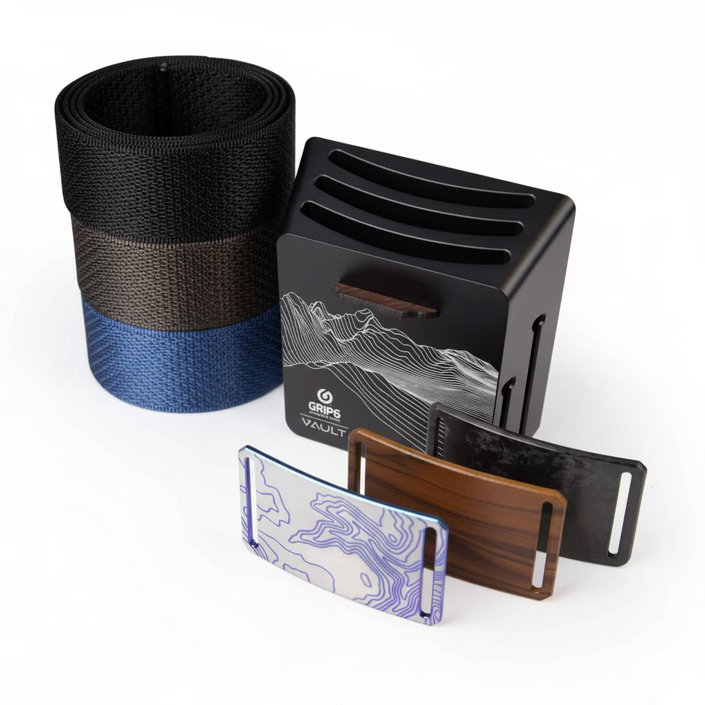 GRIP6 Premium Belt Pack Cobalt Carbon Fiber Buckle 3 Straps USA Made
