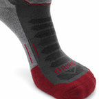 GRIP6 3 Pack Merino Wool Ankle Running Socks Midweight Anti-Blister Red USA