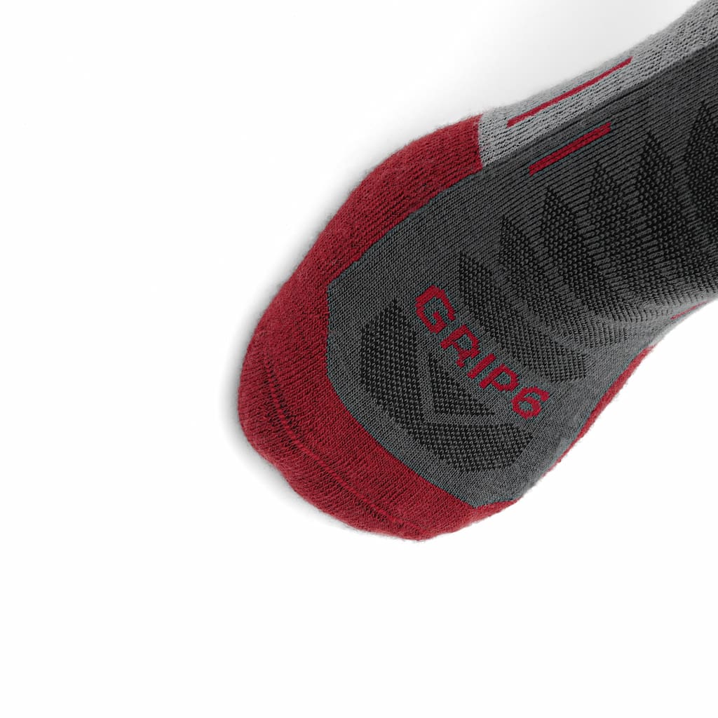 GRIP6 Merino Wool Ankle Running Sock Midweight Anti-Blister Red USA Made