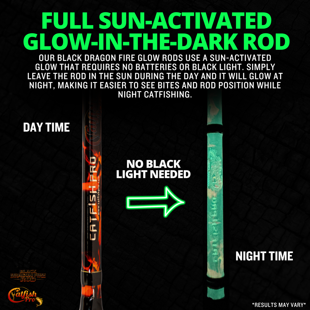 Catfish Pro Black Dragon Fire 7'6" Glow-in-the-Dark Spinning Rod