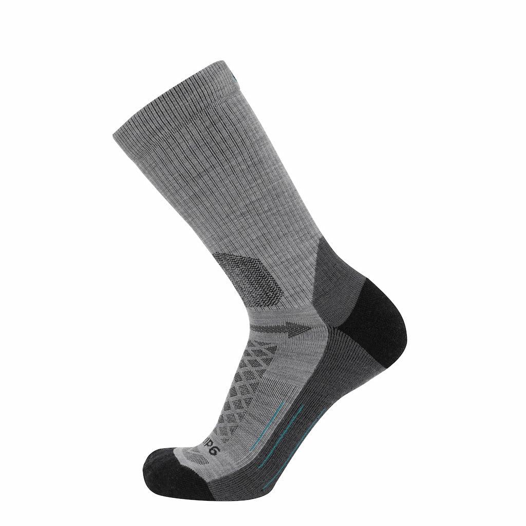 GRIP6 3 Pack Merino Wool Crew Hiking Socks Midweight Cushion Stone USA Made