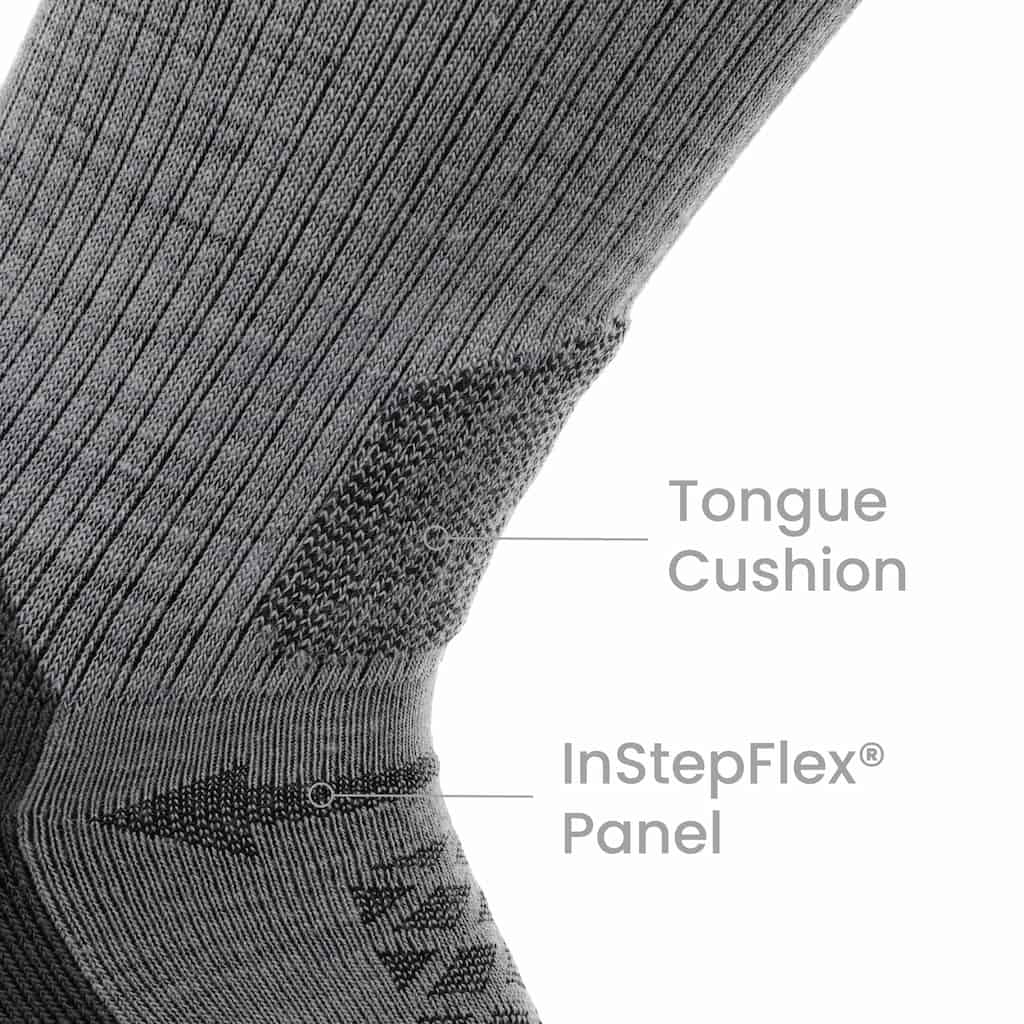 GRIP6 3 Pack Merino Wool Crew Hiking Socks Midweight Cushion Stone USA Made