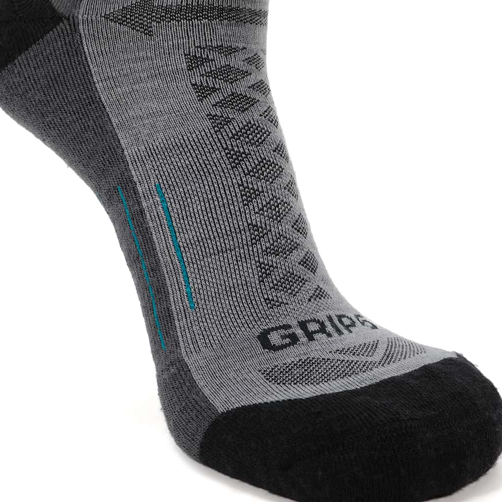 GRIP6 3 Pack Merino Wool Crew Hiking Socks Midweight Cushion Stone USA Made