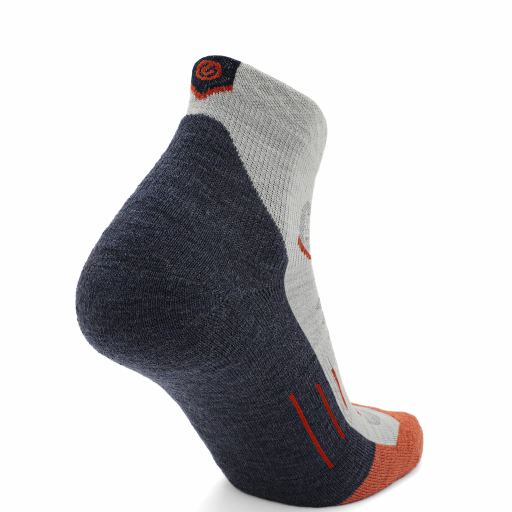 GRIP6 3 Pack Merino Wool 1/4 Crew Running Socks Midweight Orange USA Made