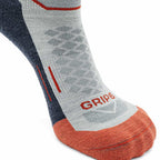 GRIP6 3 Pack Merino Wool 1/4 Crew Running Socks Midweight Orange USA Made