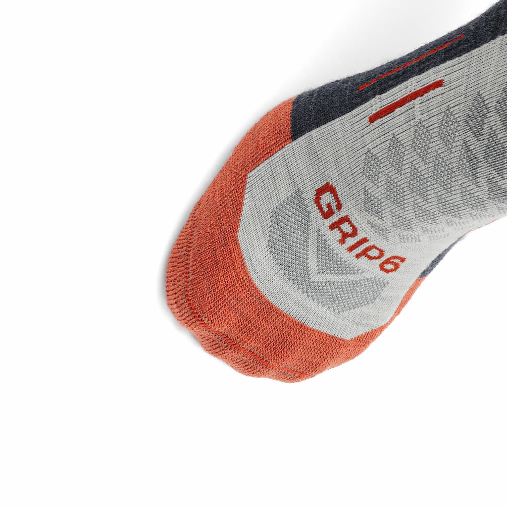 GRIP6 3 Pack Merino Wool 1/4 Crew Running Socks Midweight Orange USA Made