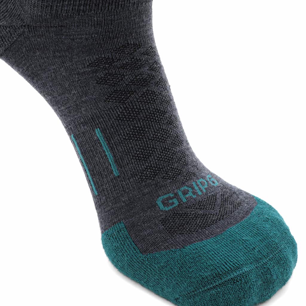 GRIP6 3 Pack Merino Wool 1/4 Crew Running Socks Runweight Blue USA Made