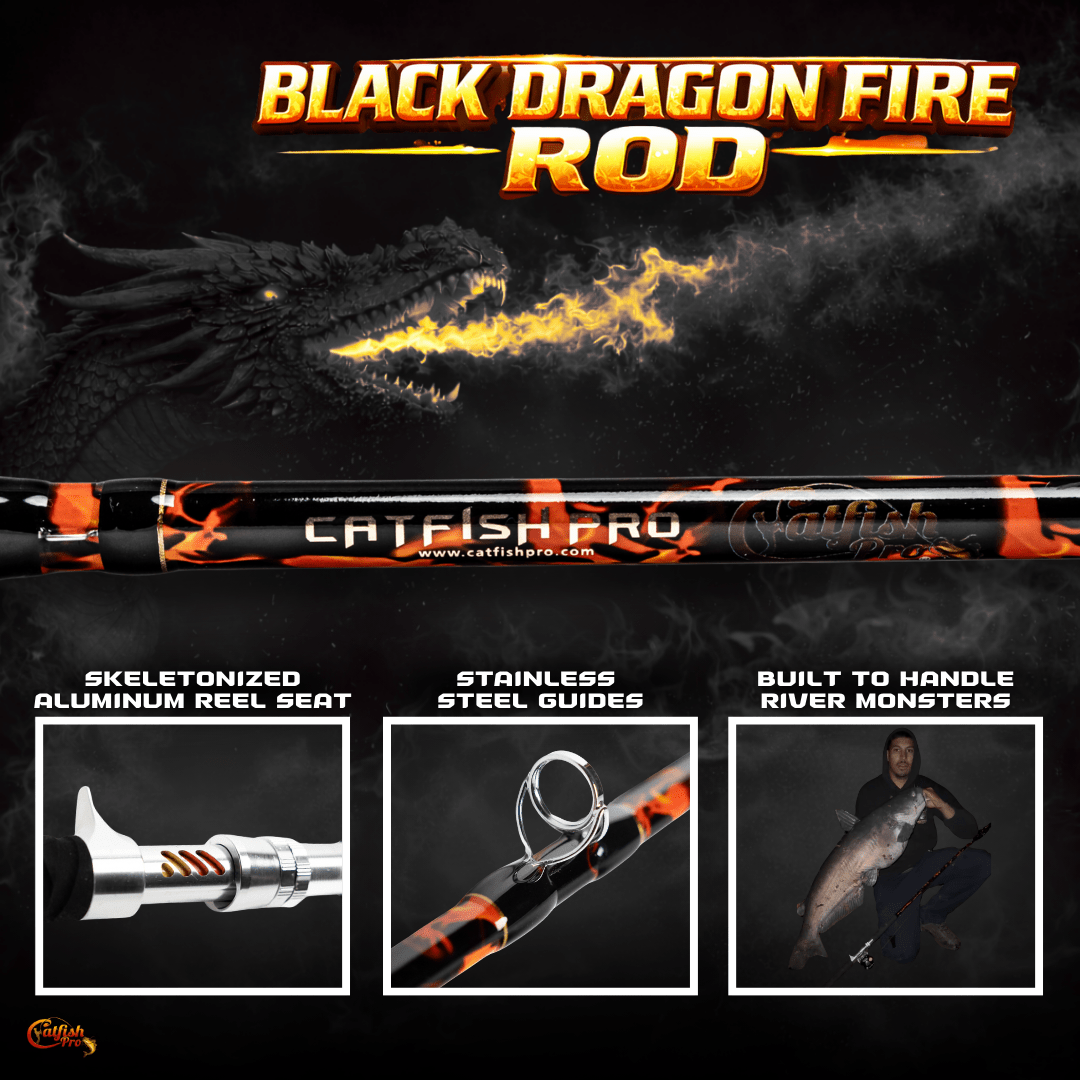Catfish Pro Black Dragon Fire 7'6" Glow Casting Rod