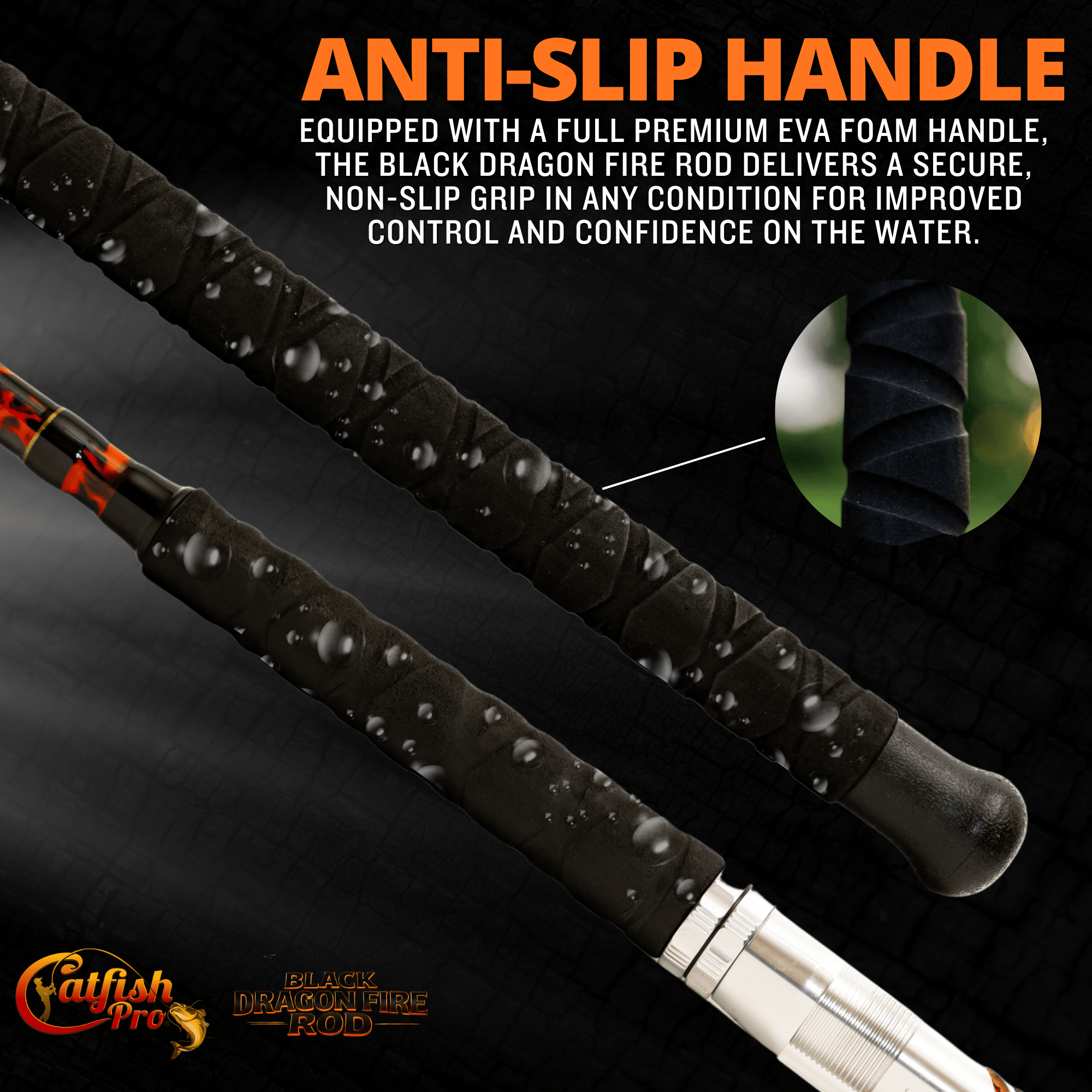 Catfish Pro Black Dragon Fire 7'6" Glow Casting Rod