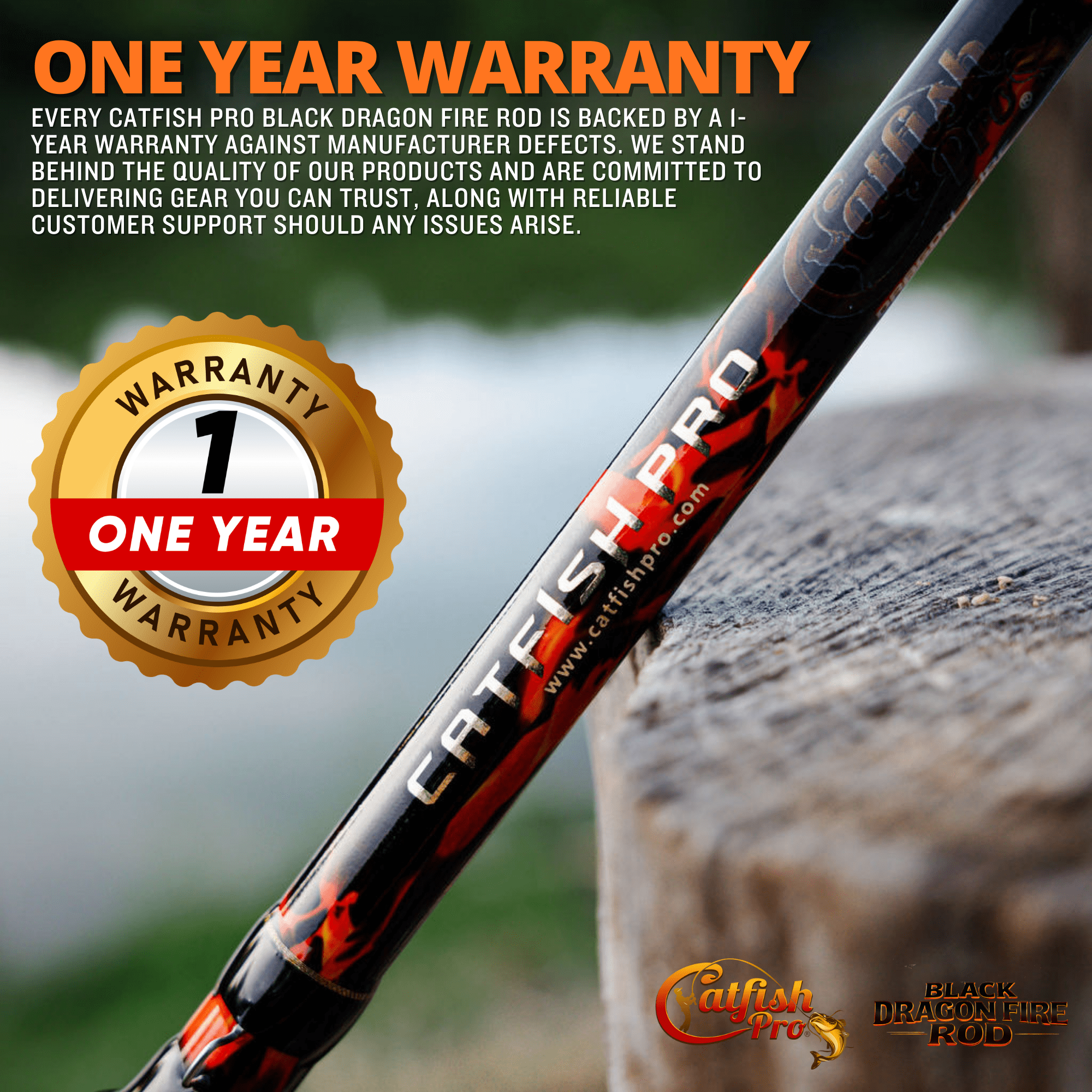 Catfish Pro Black Dragon Fire 7'6" Glow Casting Rod