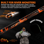 Catfish Pro Black Dragon Fire 7'6" Glow-in-the-Dark Spinning Rod