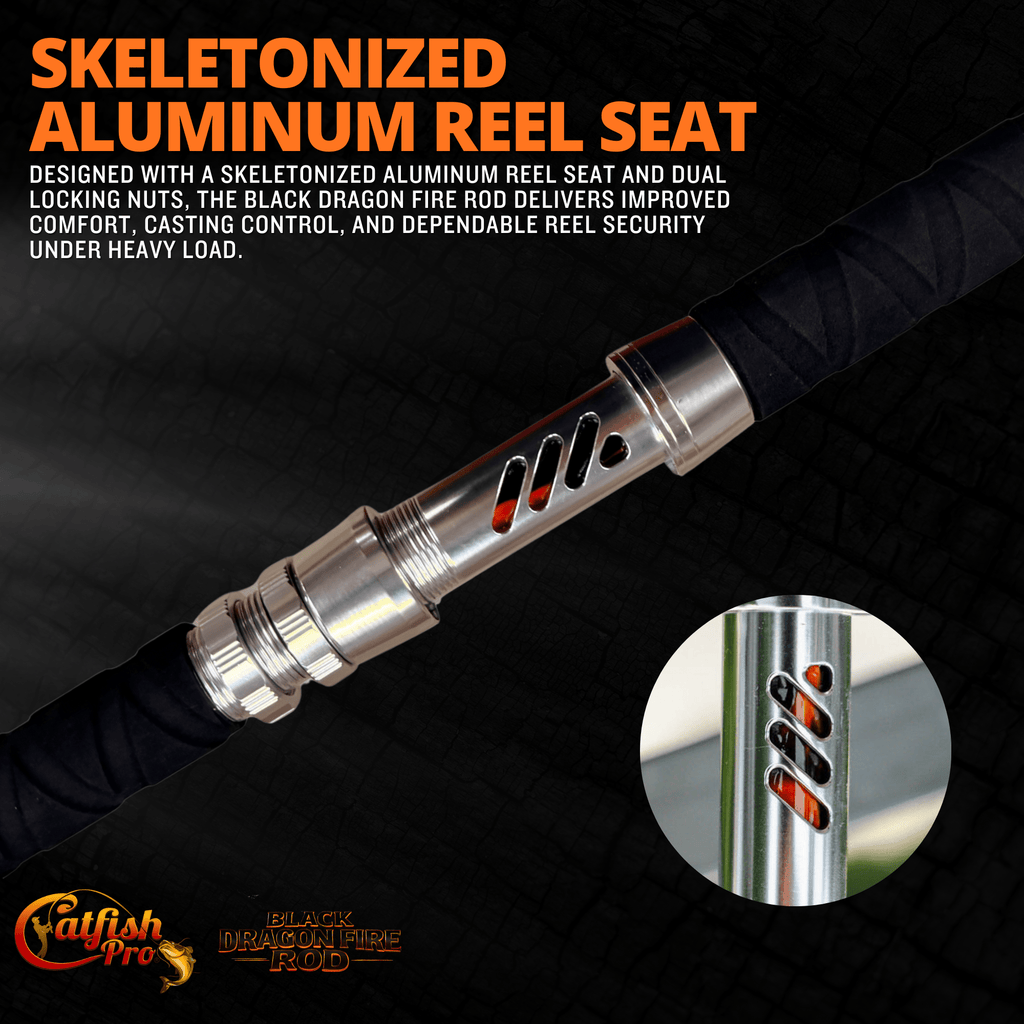 Catfish Pro Black Dragon Fire 7'6" Glow-in-the-Dark Spinning Rod