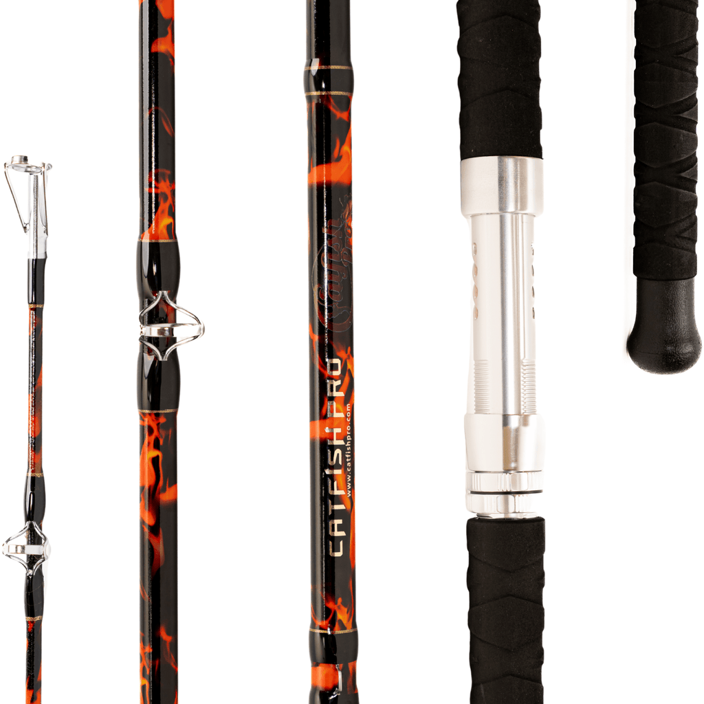 Catfish Pro Black Dragon Fire 7'6" Glow-in-the-Dark Spinning Rod