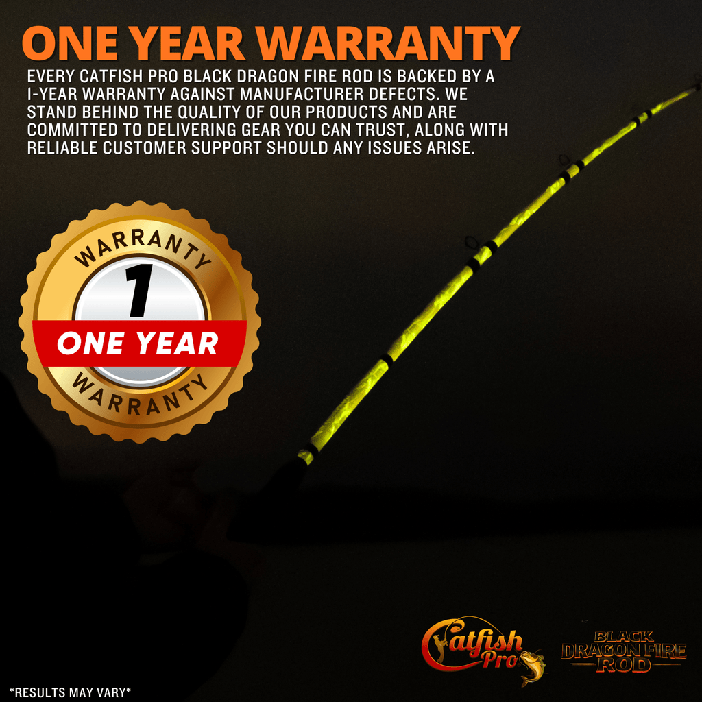 Catfish Pro Black Dragon Fire 7'6" Glow-in-the-Dark Spinning Rod