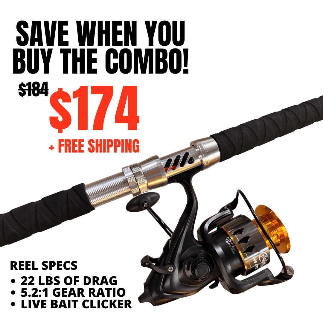 Catfish Pro Black Dragon Fire 7'6" Glow-in-the-Dark Spinning Rod