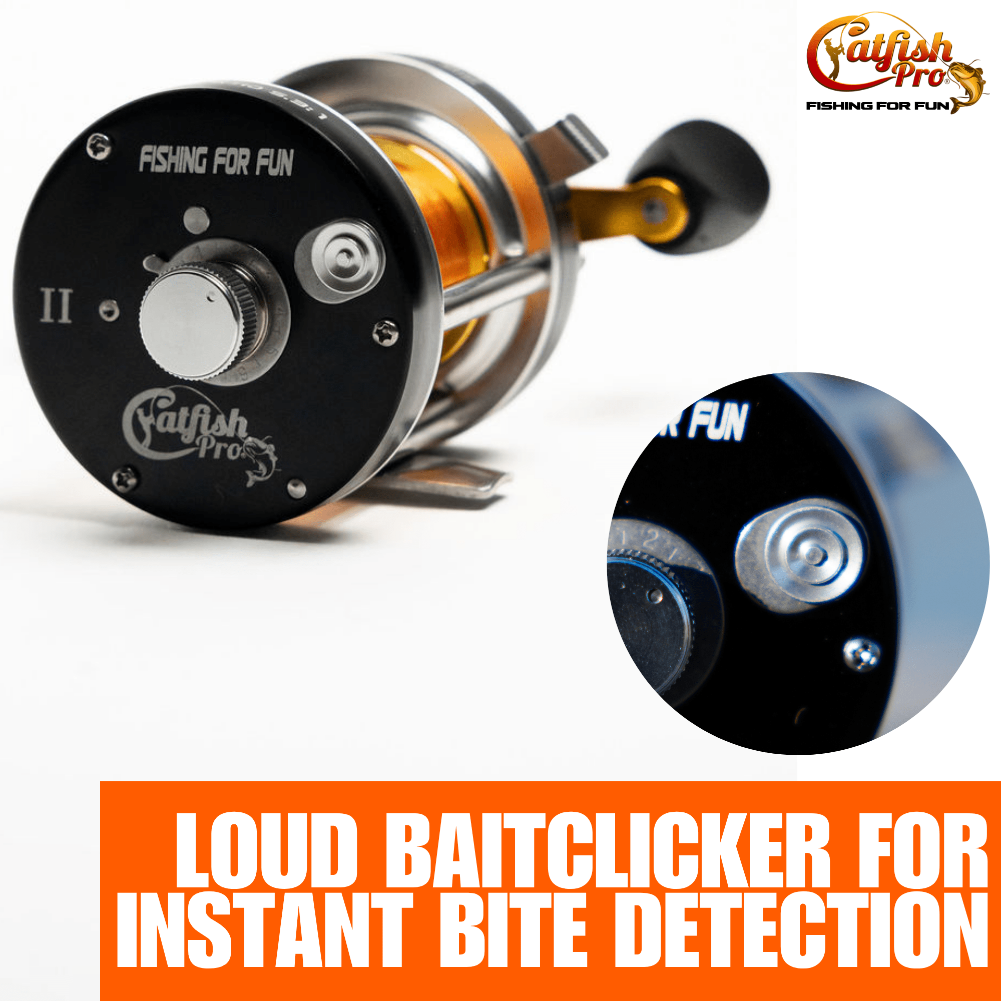 Catfish Pro Round Baitcaster Reel Brass Gears Aluminum 5.3:1 17lbs of Drag