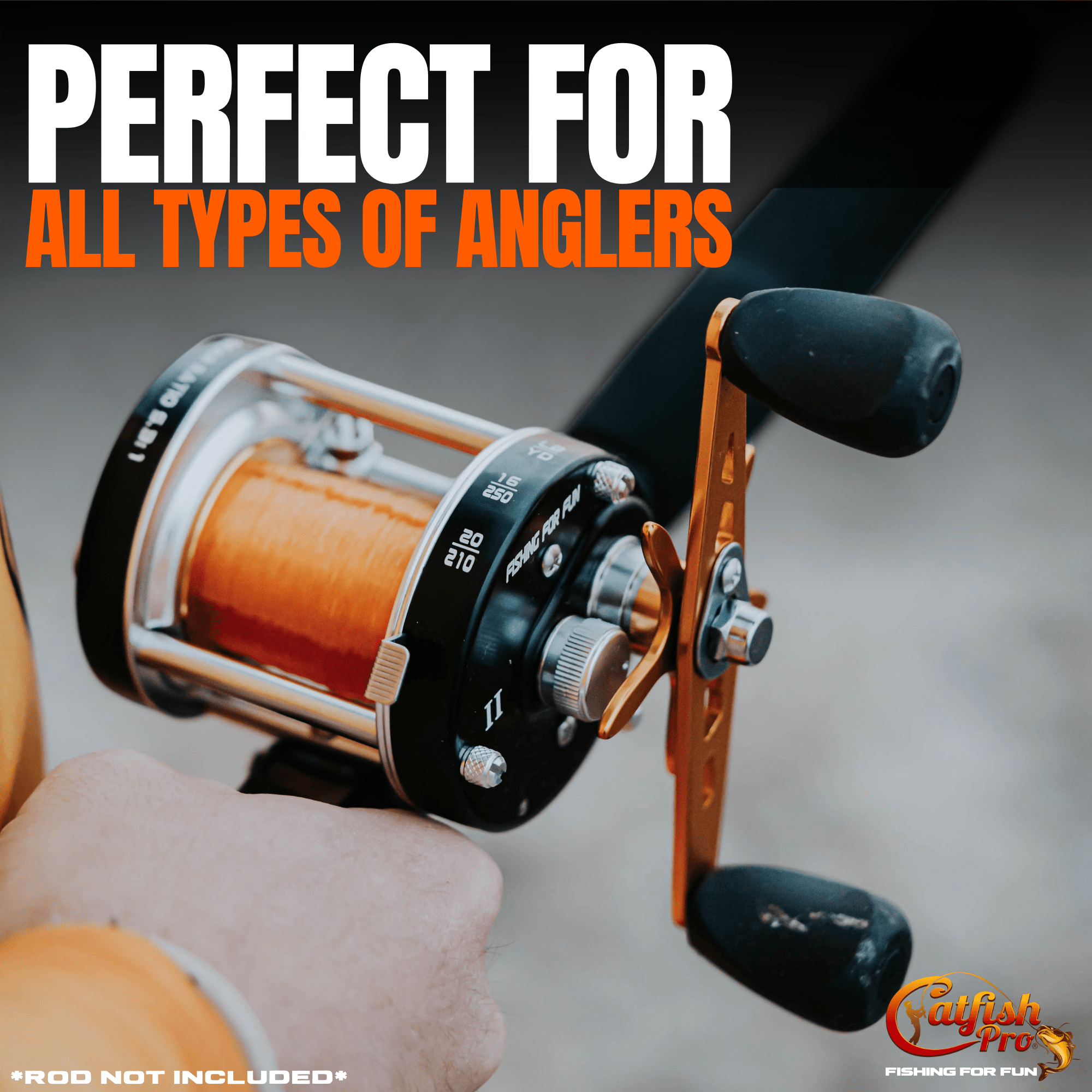 Catfish Pro Round Baitcaster Reel Brass Gears Aluminum 5.3:1 17lbs of Drag