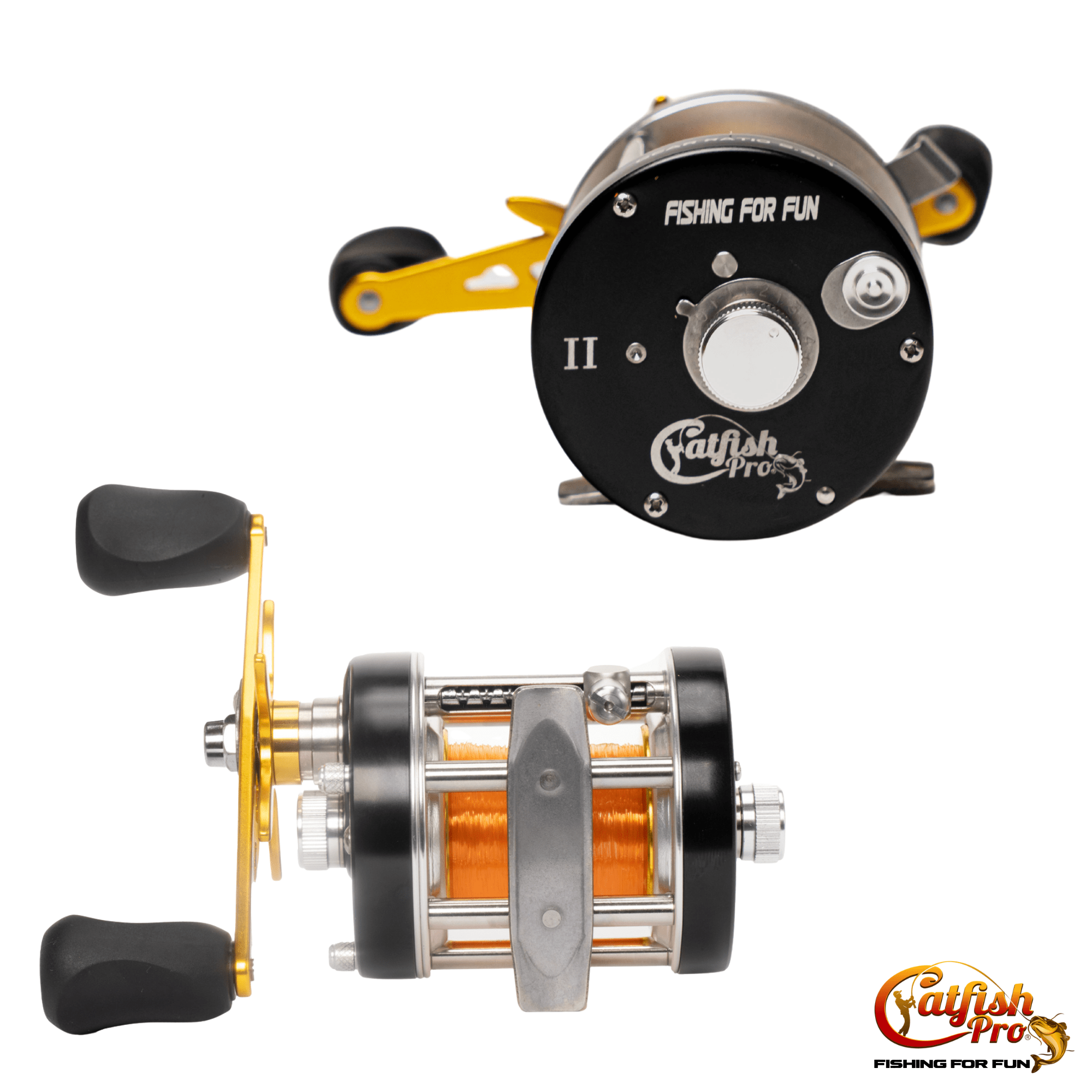 Catfish Pro Round Baitcaster Reel Brass Gears Aluminum 5.3:1 17lbs of Drag
