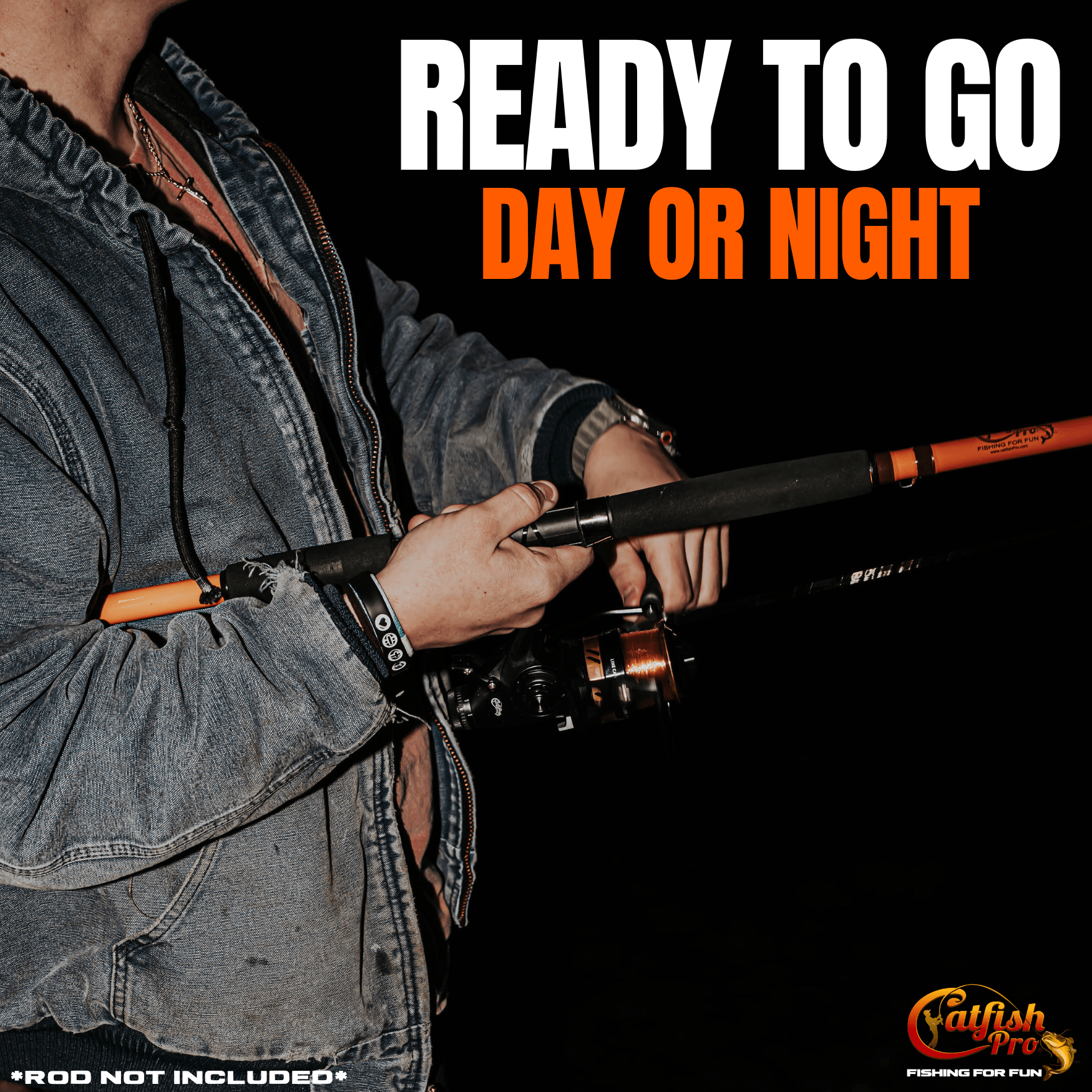 Catfish Pro 7'6" Medium-Heavy Spinning Rod w/ Spinning Reel and Glow-in-Dark Tip