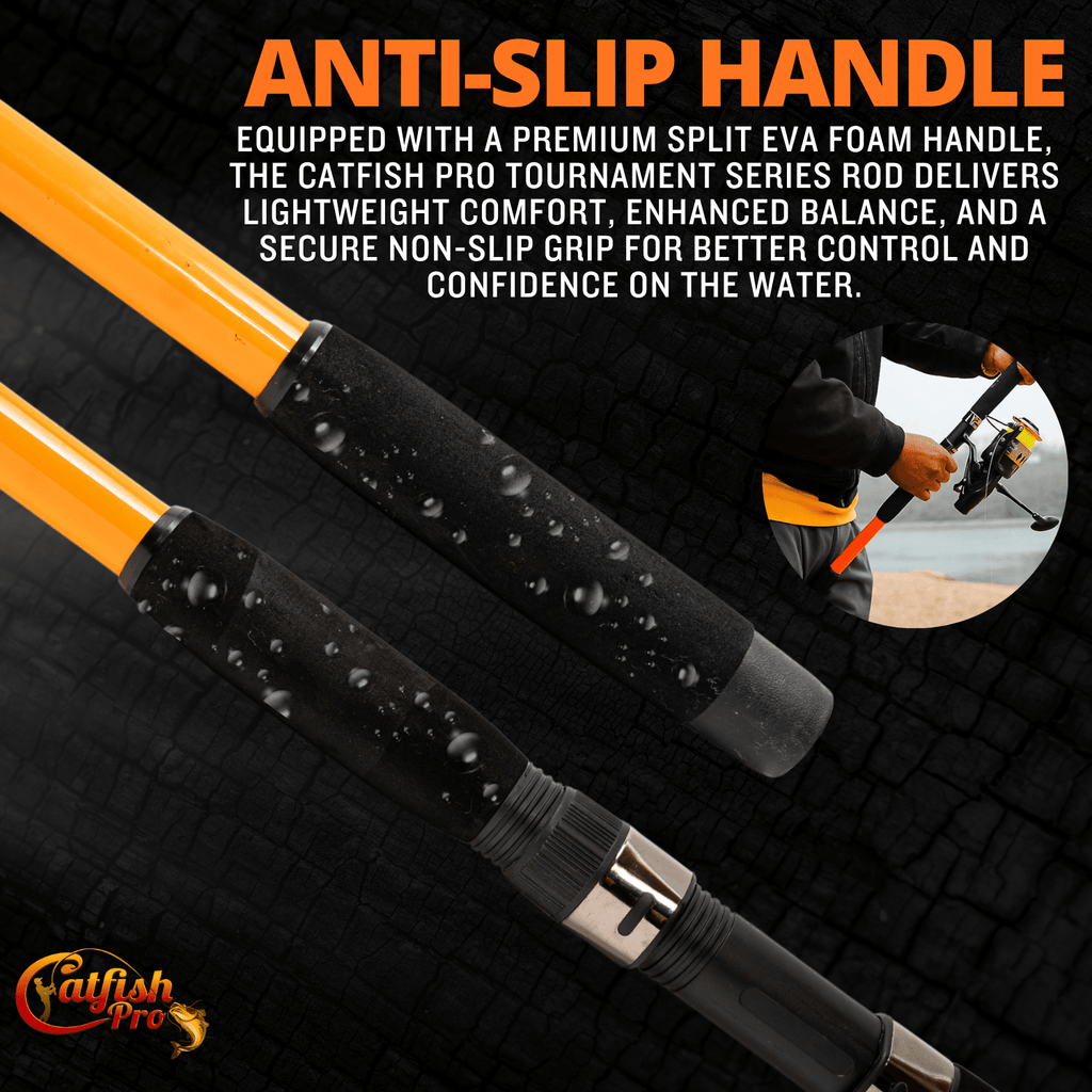 Catfish Pro 7'6" Medium-Heavy Spinning Rod w/ Spinning Reel and Glow-in-Dark Tip