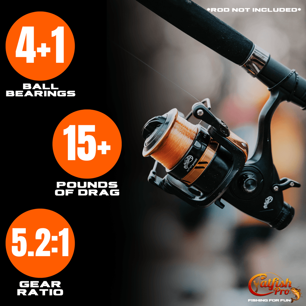 Catfish Pro 7'6" Medium-Heavy Spinning Rod w/ Spinning Reel and Glow-in-Dark Tip