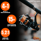 Catfish Pro 7'6" Medium-Heavy Spinning Rod w/ Spinning Reel and Glow-in-Dark Tip