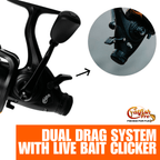 Catfish Pro Ambidextrous Spinning Reel Pre-Spooled 20lb Monofilament