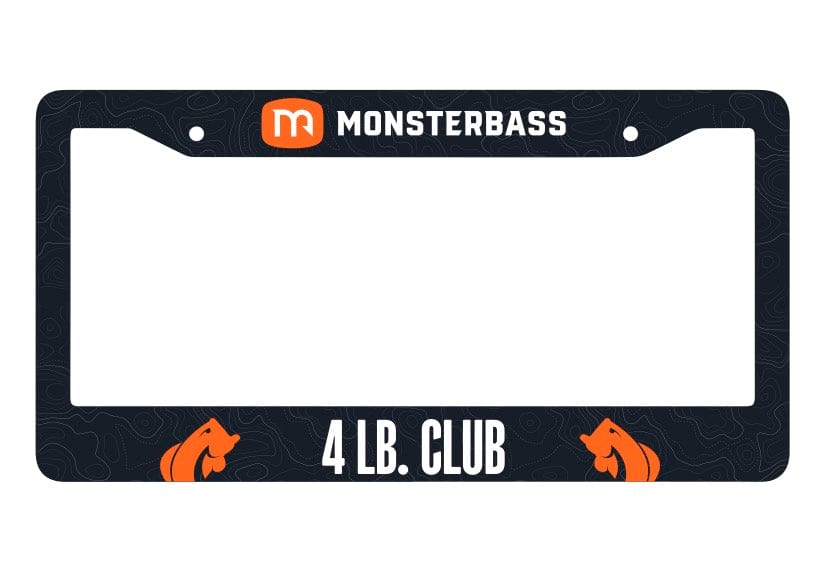 MONSTERBASS 4 lb Club Bass Fishing License Plate Frame Angler Gift
