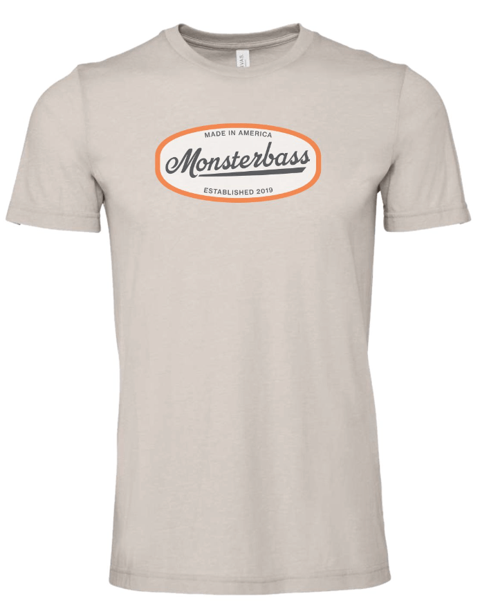 MONSTERBASS Retro Logo Tee 52% Airlume Cotton Bass Fishing Shirt L-XL