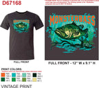MONSTERBASS Swimming With the Fishes Bass Fishing Graphic T-Shirt Tee
