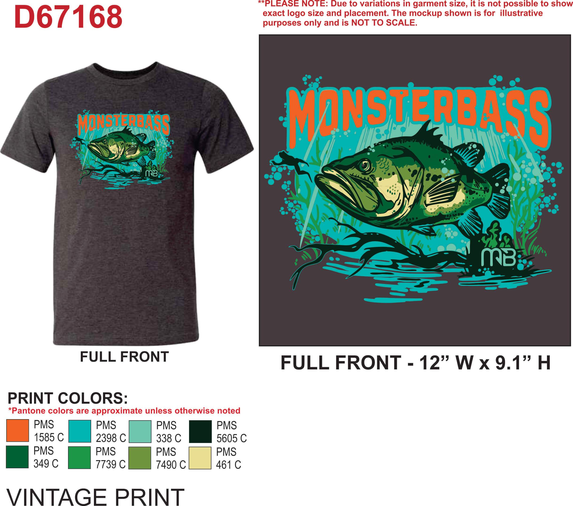 MONSTERBASS Swimming With the Fishes Bass Fishing Graphic T-Shirt Tee