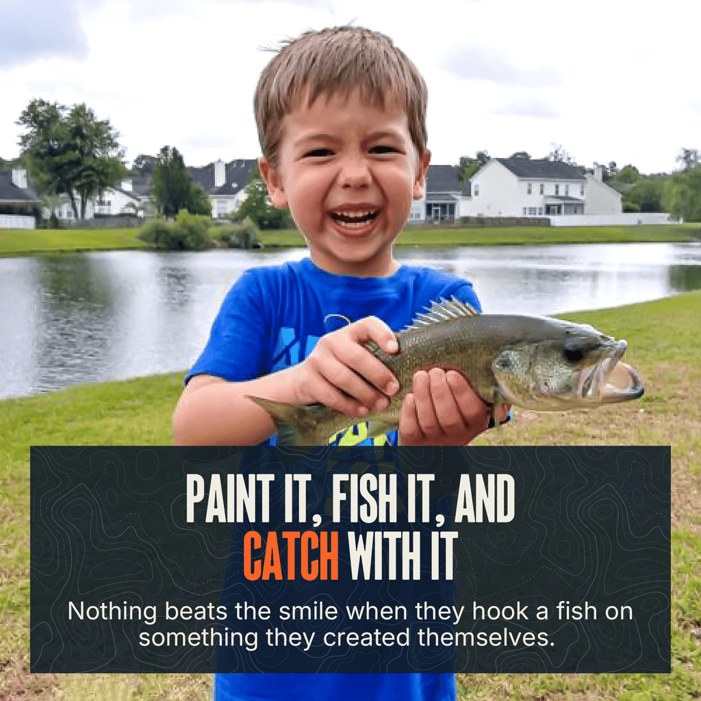 MONSTERBASS Kids Create-A-Bait Fishing Kit Beginner Tackle Paint Bundle