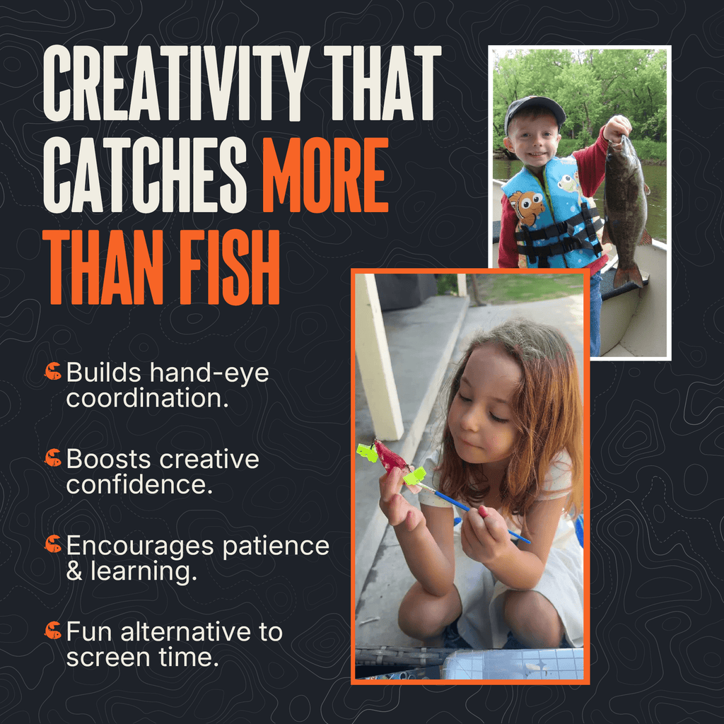 MONSTERBASS Kids Create-A-Bait Fishing Kit Beginner Tackle Paint Bundle