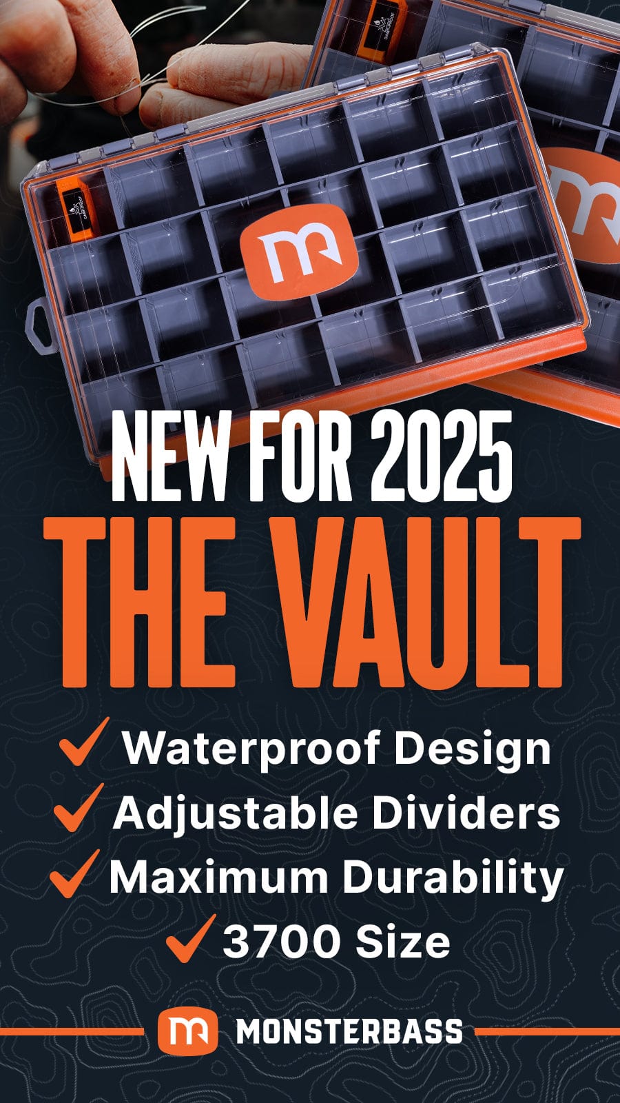 MONSTERBASS Vault 3600 Waterproof Tackle Box Charity Donation Bass