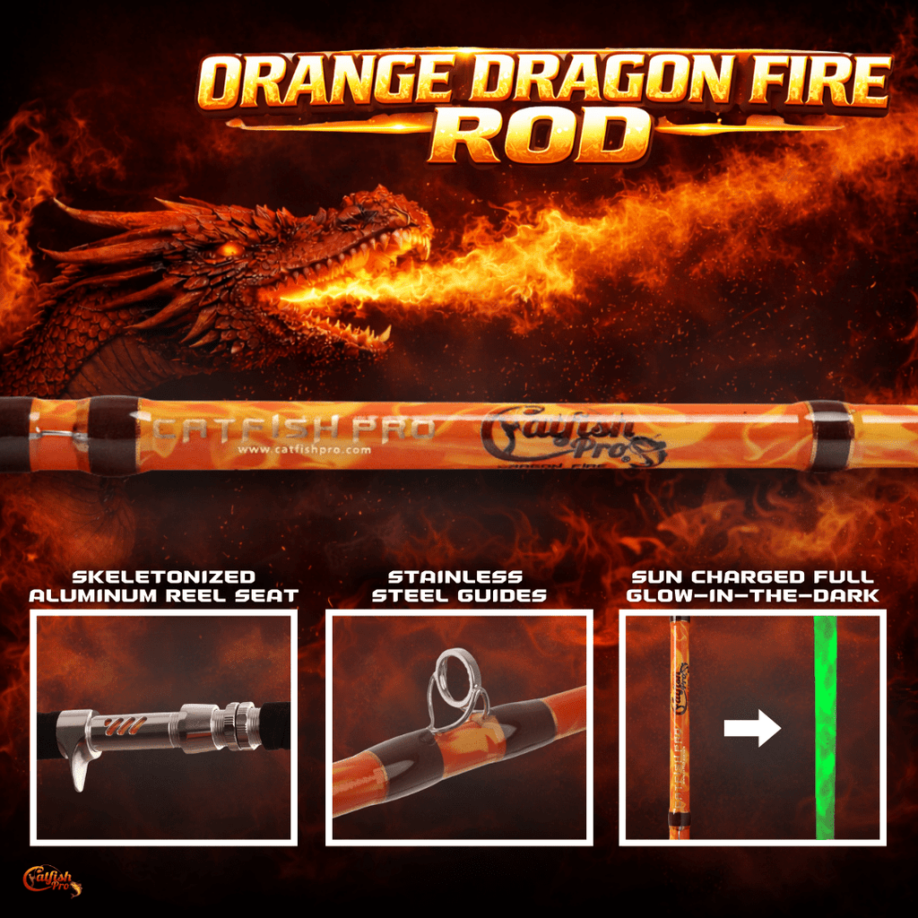 Catfish Pro Orange Dragon Fire 7'6" Glow-in-the-Dark Casting Rod